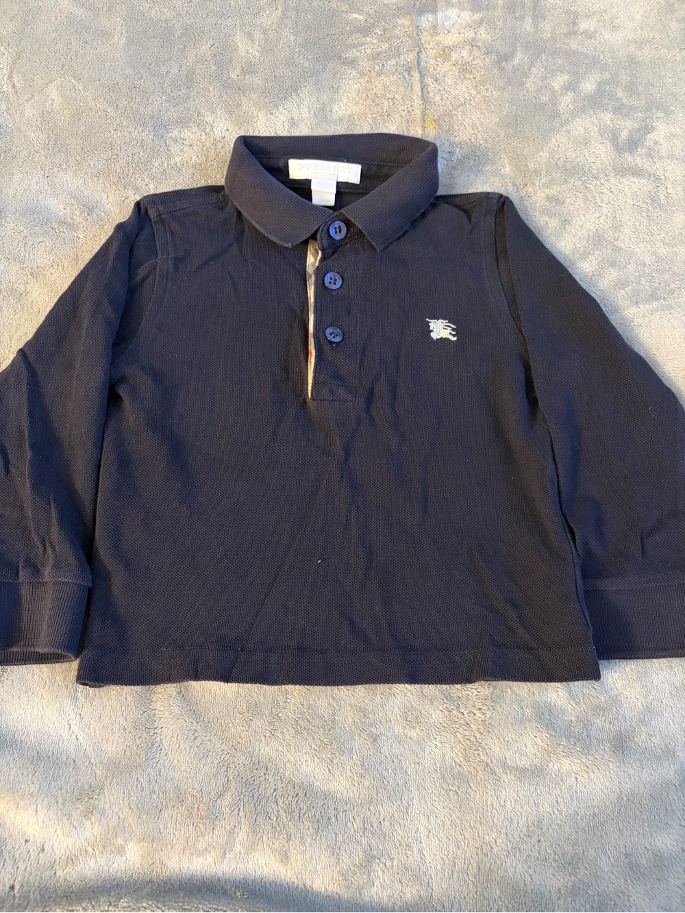 Classic Black Burberry Long-Sleeve Polo Shirt for Kids